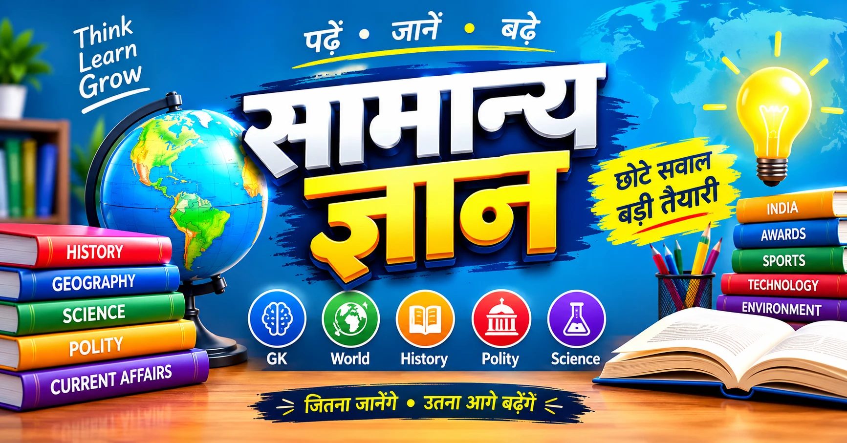 Colorful graphic representing General knowledge learning and quiz