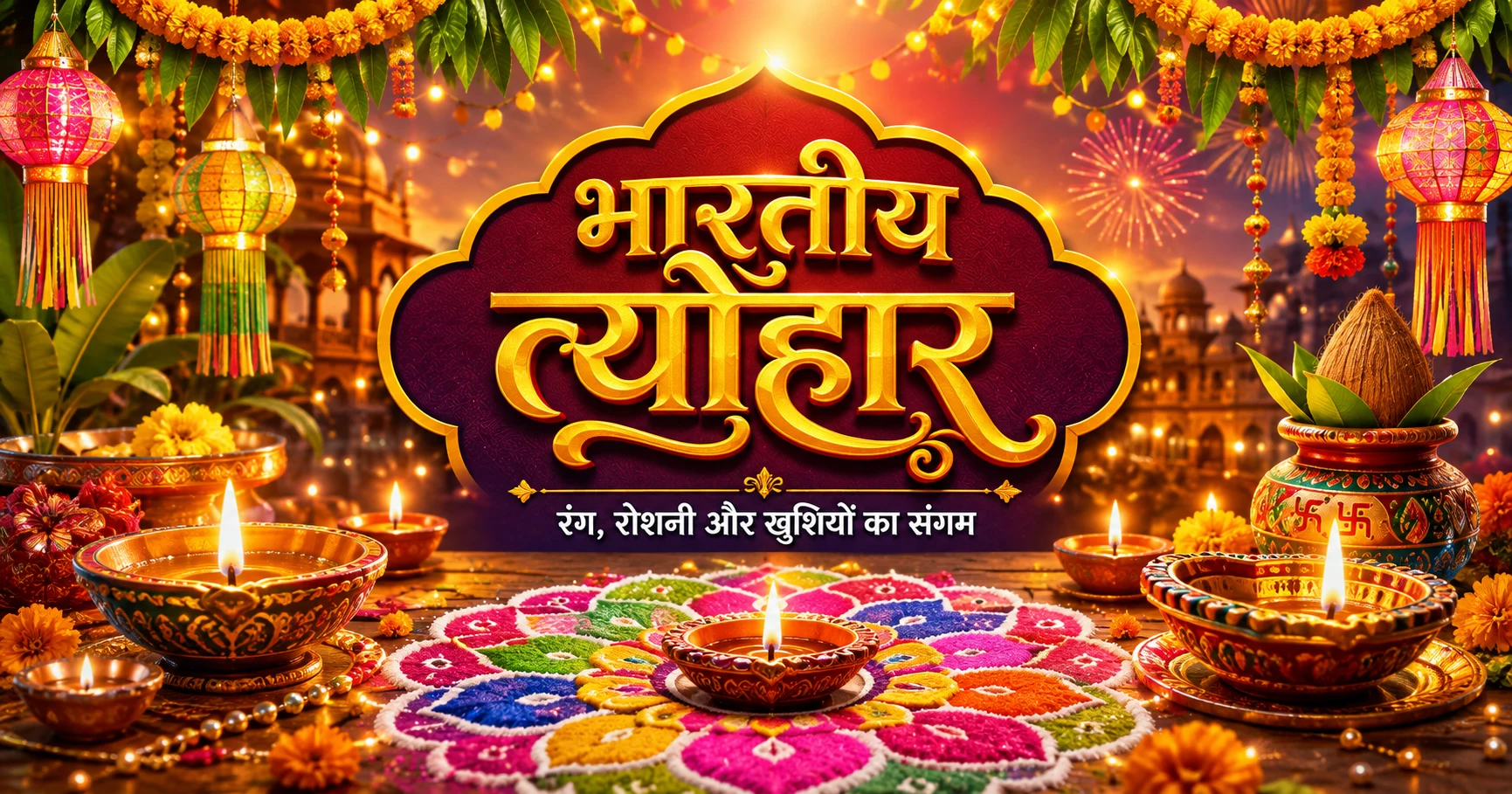 Top 100 GK Questions about Indian festivals displayed with colorful festive background