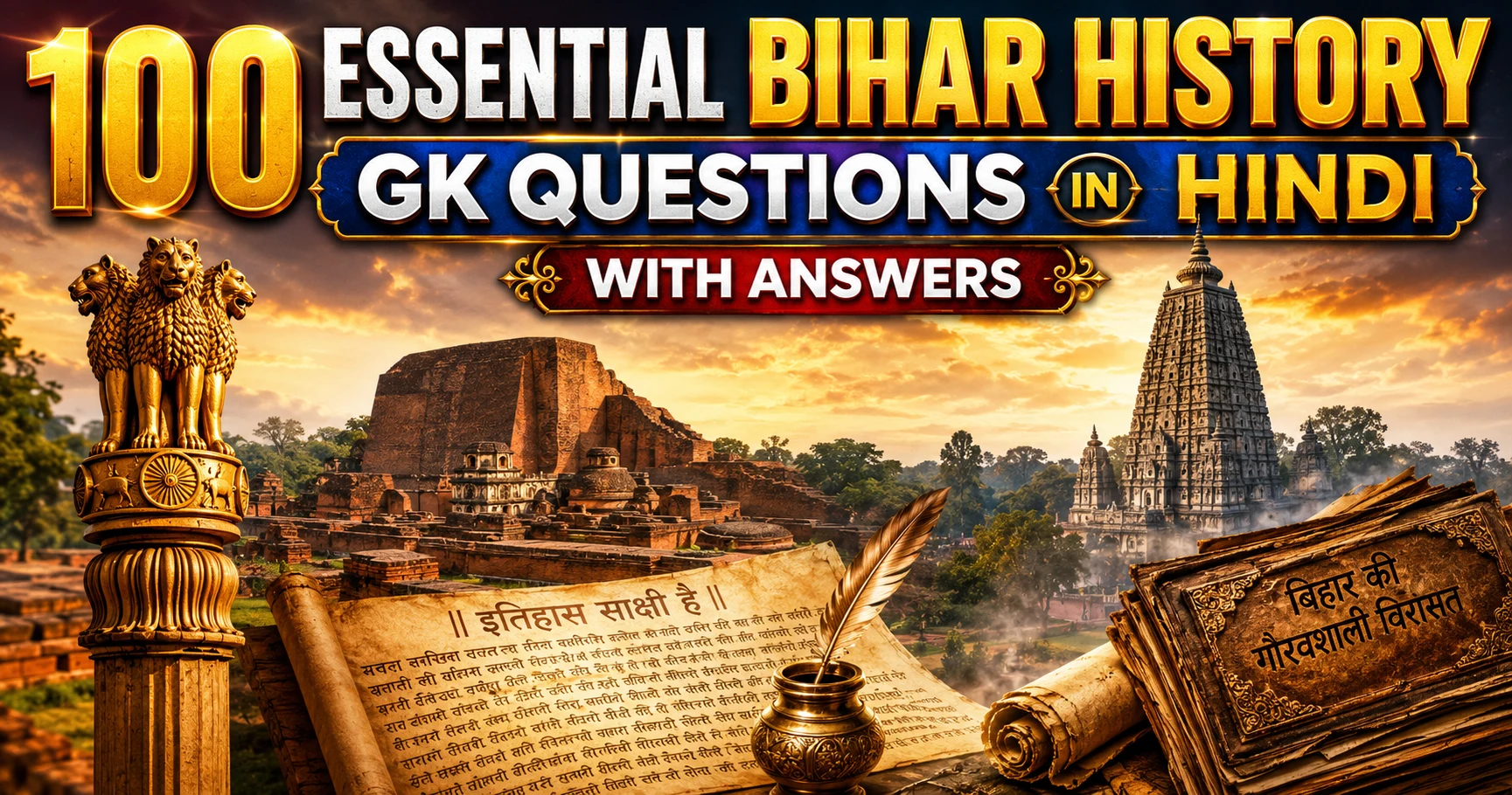 SEO descriptive banner for Bihar History GK Questions in Hindi study guide