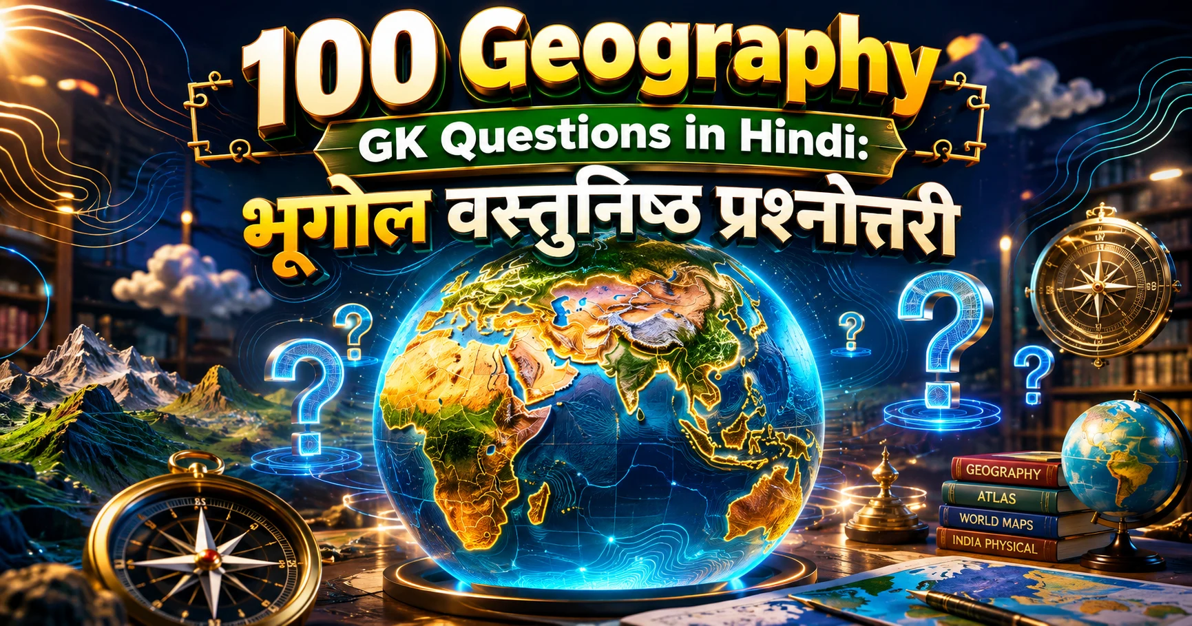 100 Geography GK Questions in Hindi Quiz Banner